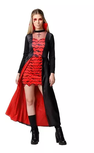 Fantasia de Halloween Masculina Adulto Vampiro de Luxo Com Capa e