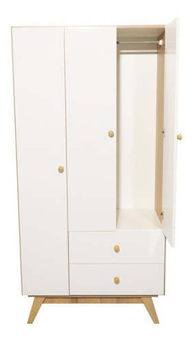 Imagen 8 de 10 de Ropero Muebles Placard 3 Puertas Roble Miel Con 2 Cajones
