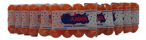 Vela De Noche X 12 Unid X 10 Pack Naranja + Lata Porta Vela 