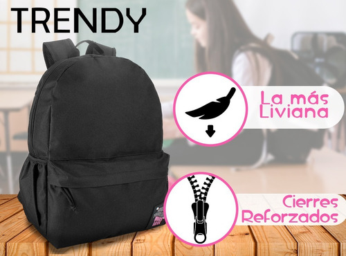Mochila De Mujer Tela Resistente Liviana Organizador Cartera Color Rosa