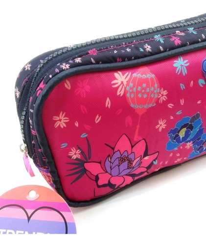 Imagen 3 de 10 de Cartuchera Escolar Rectangular Estampada Trendy Cierre