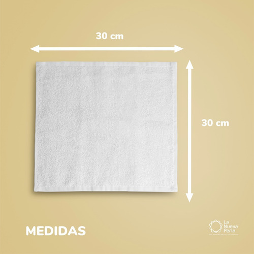 20 Toalla Facial 30x30 Cm. Manos Hotelera 100% Algodón Color Blanco Gt