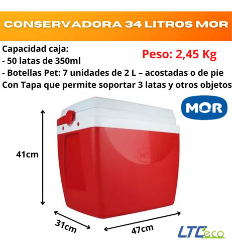 Imagen 2 de 9 de Conservadora 34 Litros Mor Heladera Portatil Camping Cerveza