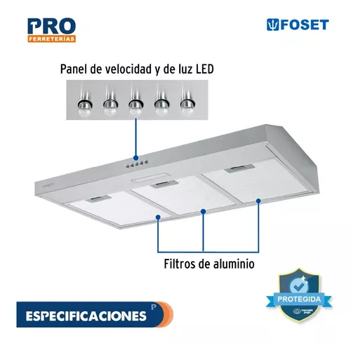 Campana extractora 80cm, empotrable, acero inoxidable, Foset, Extractores y  Ventiladores, 46537