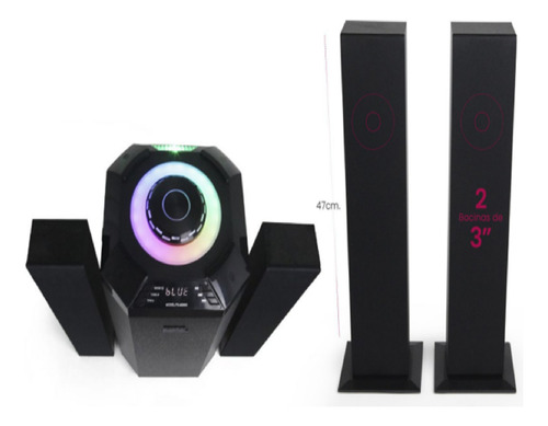 Sistema De Audio 2.1 Fol Buffer / Medios / Bluetooth Negro