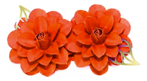 Topo De Bolo Flor Com Folha P2 Lullifest 2und Cor Vermelho
