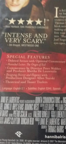 Hannibal Rising - Widescreen - Dino De Laurentis - Dvd Reg 1 (Usado)