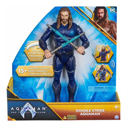 Aquaman - Boneco De 30cm Ataque Duplo Com Luz E Som