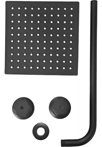 Kit De Regadera Cuadrada De 8 Pulgadas (20cmx20cm) Negra Con