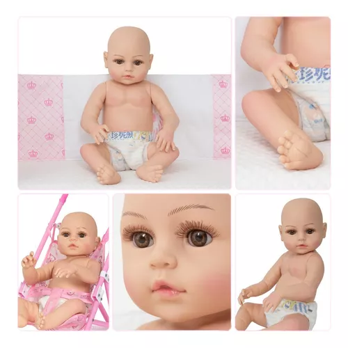 Boneca Bebê Reborn Silicone Menina Olhos Castanho