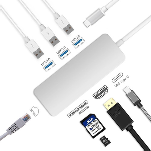 Imagen 2 de 4 de Hub Usb Tipo C, 8 En 1, Para Mac / Windows
