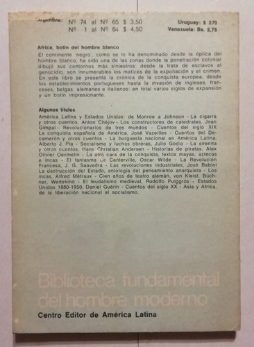 África, Botín Del Hombre Blanco - María Elena Vela - 1972 (Usado)