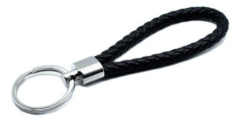 Imagem 5 de 6 de Chaveiro Couro Sintetico Trançado Entrelaçado Metal Cromado