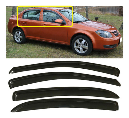 Bota Aguas Deflectores Ventana Chevy Cobalt Sdn 2005 - 2010 Negro