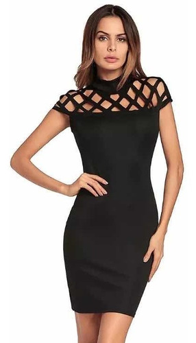 En Stock Abfa Shop Vestido Corto Cuello Halter Negro