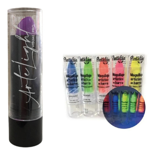 Lápiz Labial Fluor Glow Pinta Cara Maquillaje Brilla Luz Uv 