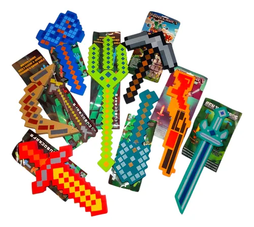 Combo Minecraft Armas Goma Eva X8 Espadas Hacha Pico Pala