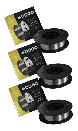 3 Rollos Alambre Flux Mig Dogo Soldar Sin Gas 0,9kg - 0,8mm