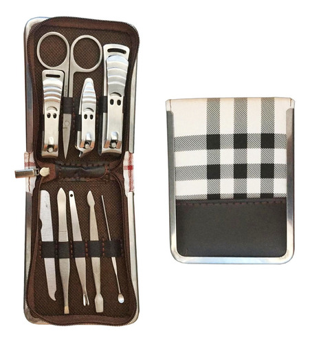 Set Manicuria Acero Quirurgico X 9 Piezas De Viaje + Estuche