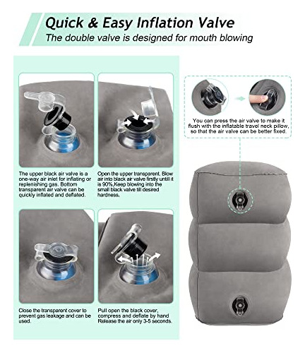 Jefdiee Almohada Reposapiés Inflable De Viaje, Para Niños