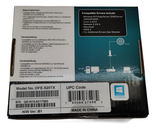 Fast Ethernet Desktop Pci Adapter 10/100mbps Dfe-520tx