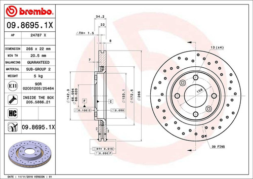 Discos Brembo Xtra Peugeot 2008 1.2 Thp 2016 A 2019 Del Par