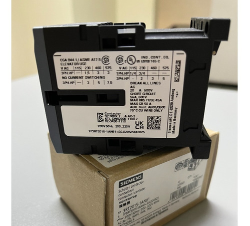 Contactor 3rt2015, 7 Amp Ac-3, 3kw/400v, Bobina 220vca, 1 Na