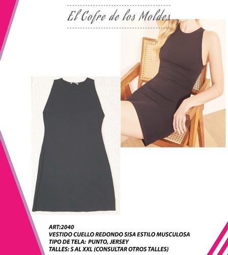 Molde  Vestido Cuello Redondo, Pack Talles S A Xxl