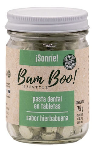Imagen 2 de 7 de Frasco Pasta Dental Sólid Hierbabuena 75g Bam Boo! Lifestyle