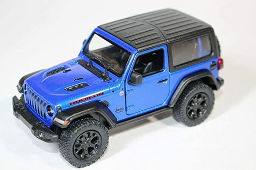 Kinsmart Jeep Wrangler Rudicon Hard Top Azul  De 5 Pulgadas.