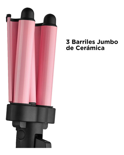Imagen 5 de 8 de Revlon Waver Jumbo Triple Barril De Cerámica Rosa, Mediano