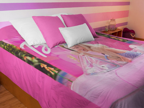 Lençol Cama De Casal Barbie Filme Margot Robbie Cor Rosa