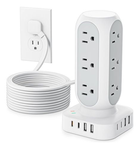 Regleta De Alimentación 40w Con 12 Salidas Y 8 Puertos Usb