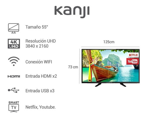 Smart Tv Led 55 Pulgadas Kanjihome 4k Uhd Wifi Android Nuevo