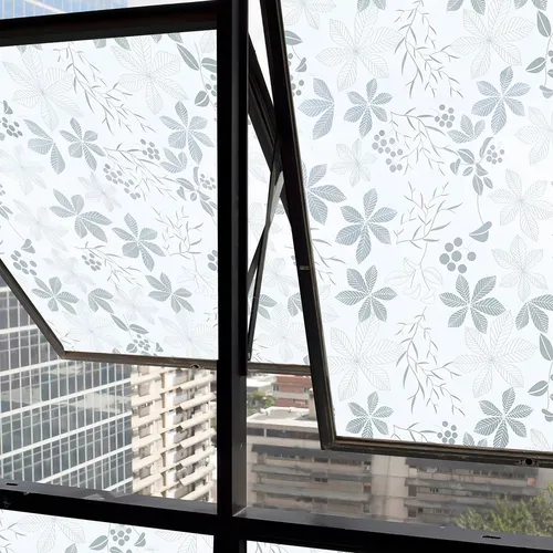 Película adhesiva electrostática de vidrio arenado blanco con láminas blancas y transparentes