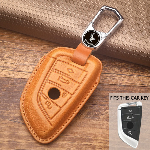 Funda De Cuero For Llave De Coche De 4 Botones, Color Marrón