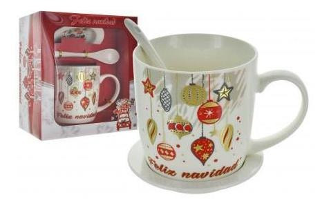 Taza Y Plato 300ml Y 8.5 Cm Diametro Ideal Regalo Navideño