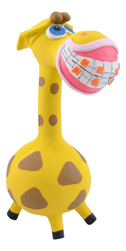Brinquedo Bebe Macio Morder Girafa Sorrisao Menino Menina Cor Amarelo