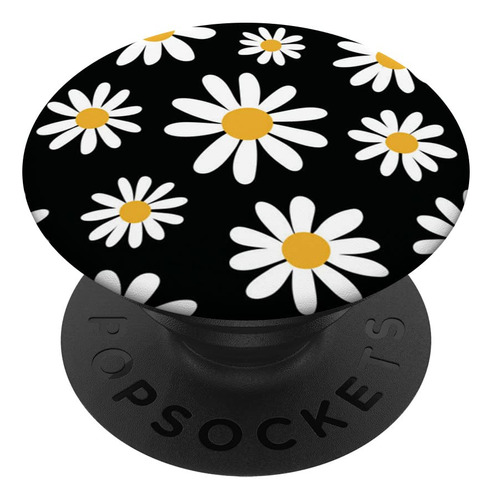 Margarita Diseño Retro Floral Gran Escala Popsockets Negro