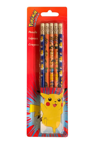 Set 5 Lápices Pokémon / Pikachu De 1999 Para Coleccionistas