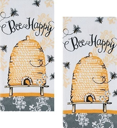 Juego De Toallas De Cocina Bee Happy Cotton Terry De 2