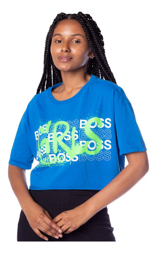 Camiseta Cropped Feminina Nega Rio Girls Boss Azul