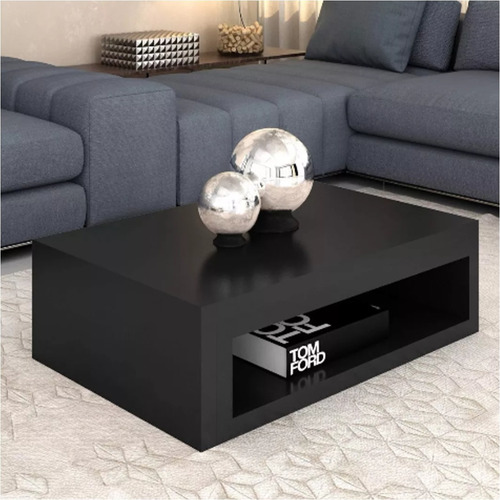 Imagen 3 de 6 de Mesa Ratona Extensible 70cm A 130cm Laqueada Negra Baja