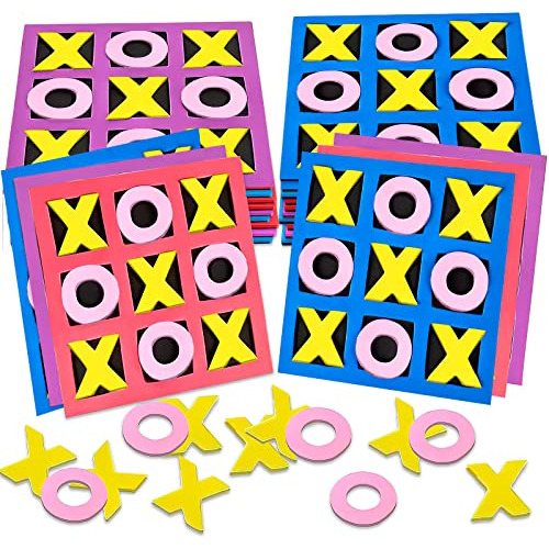 Gamie Foam Tic Tac Toe Mini Board Games, Set De 24, Colorful