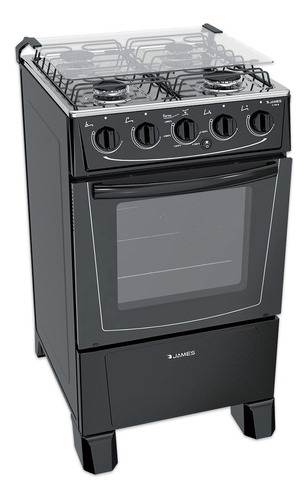 Cocina James C 105 B a gas 4 hornallas  negra 127V/230V puerta con visor