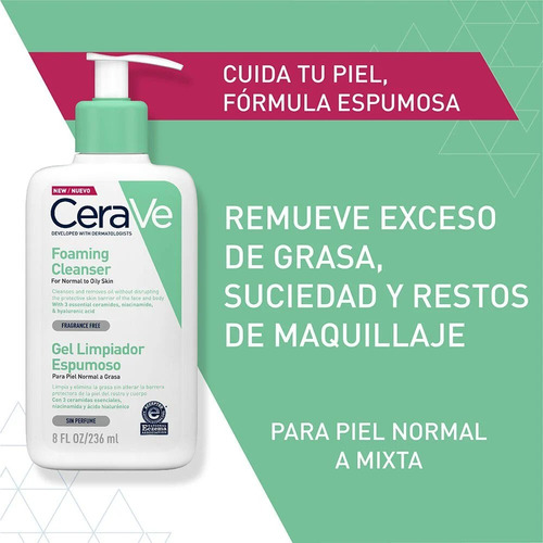Gel Limpiador Espumoso Piel Normal A Grasa 236ml Cerave