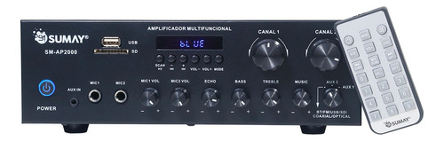 Amplificador Bluetooth Usb Cartão Fm Aux Stereo 200w Sm-ap20