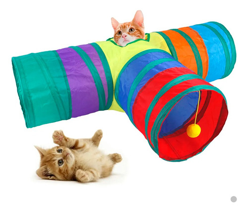 Túnel Gatos Triple Plegable Juego Para Conejos Cachorro Mx8p