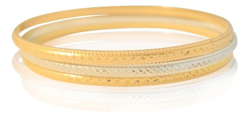 Brazalete De 6cm Oro 18k Laminado En Triple Florentino #44 Diámetro 6 Cm