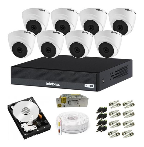 Kit 8 Câmeras Intelbras Dome Vhc 1120 D Dvr 8 Canais Com Hd